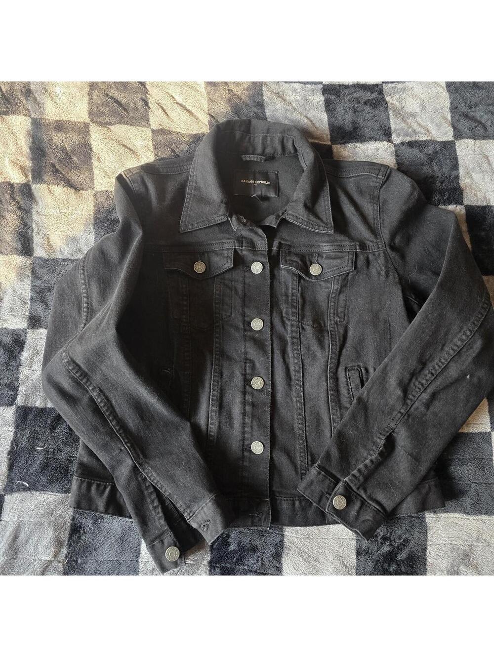 Banana Republic Black Denim Jacket Medium Women's